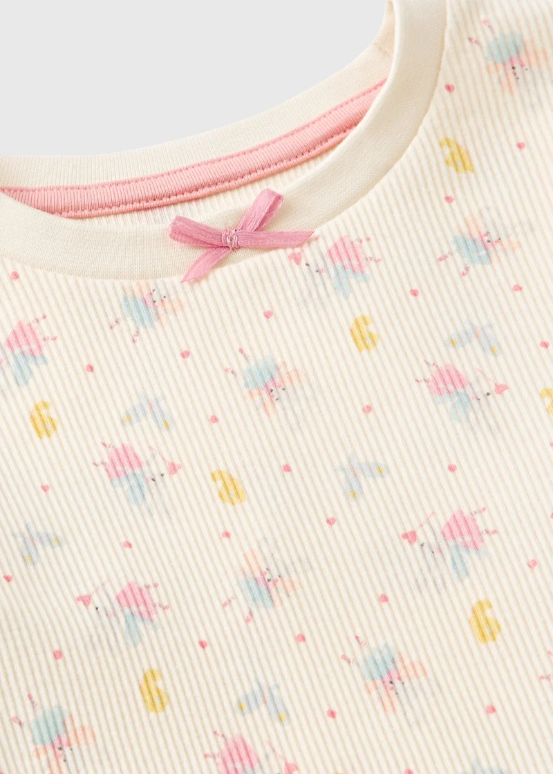 ماتلان طقم بيجامة بناتي بتصميم فأر باليه باللون الكريمي