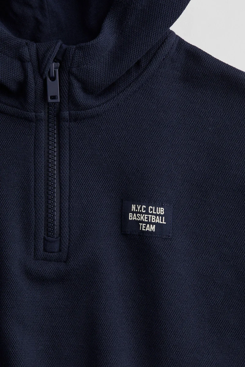 H&M Zip-Top Piqué Hoodie