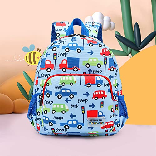 willikiva 3D Dinosaur Backpack Toddler Backpacks for Boys and Girls Kids Backpack Waterproof Preschool Safety Harness Leash (Blue Bus) - Image 2