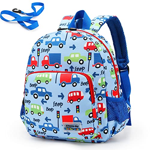 willikiva 3D Dinosaur Backpack Toddler Backpacks for Boys and Girls Kids Backpack Waterproof Preschool Safety Harness Leash (Blue Bus) - Image 1
