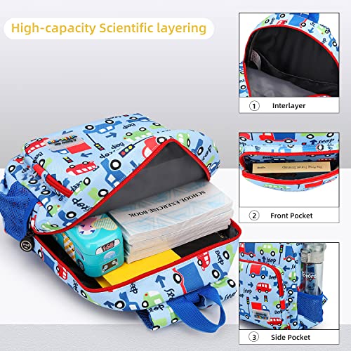 willikiva 3D Dinosaur Backpack Toddler Backpacks for Boys and Girls Kids Backpack Waterproof Preschool Safety Harness Leash (Blue Bus) - Image 4