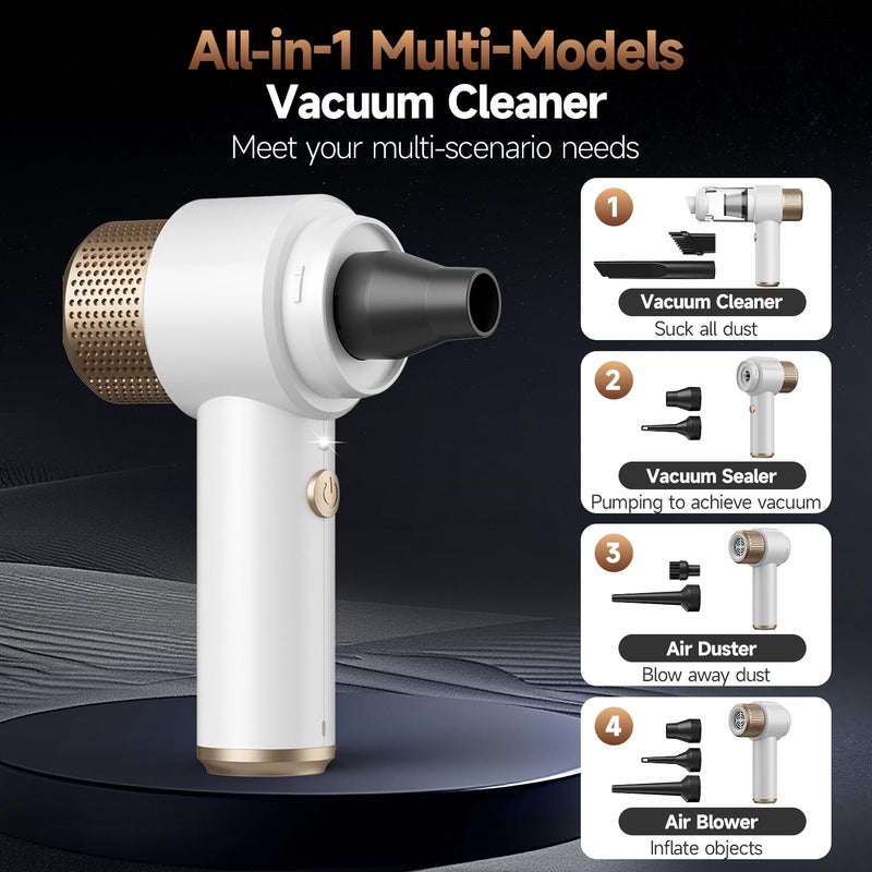 Vizeusvac Car Vacuum Cleaner, 16000PA Mini Car Vacuum Cordless Powerful, 7 in 1 Portable Handheld Vacuum Cordless with LED Light, Dual Filters, One-Touch Empty for Pet Hair, Home, Office - Image 4
