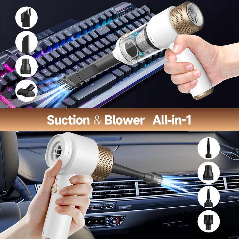 Vizeusvac Car Vacuum Cleaner, 16000PA Mini Car Vacuum Cordless Powerful, 7 in 1 Portable Handheld Vacuum Cordless with LED Light, Dual Filters, One-Touch Empty for Pet Hair, Home, Office - Image 3