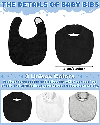 JaGely 30 Pcs Baby Drool Bibs for Boys Girls Multicolor Cotton Waterproof Feeder Newborn Teething and Drooling (White,Light Gray,Black) - Image 2