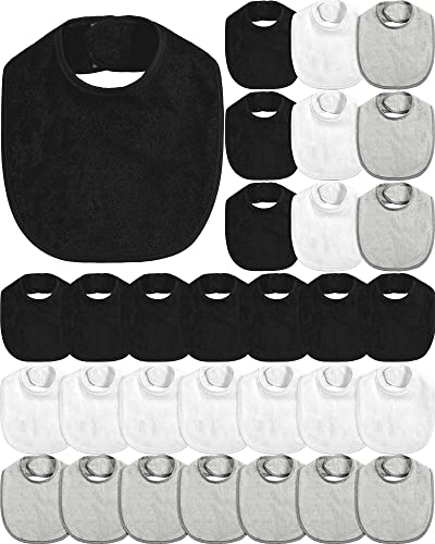 JaGely 30 Pcs Baby Drool Bibs for Boys Girls Multicolor Cotton Waterproof Feeder Newborn Teething and Drooling (White,Light Gray,Black) - Image 1