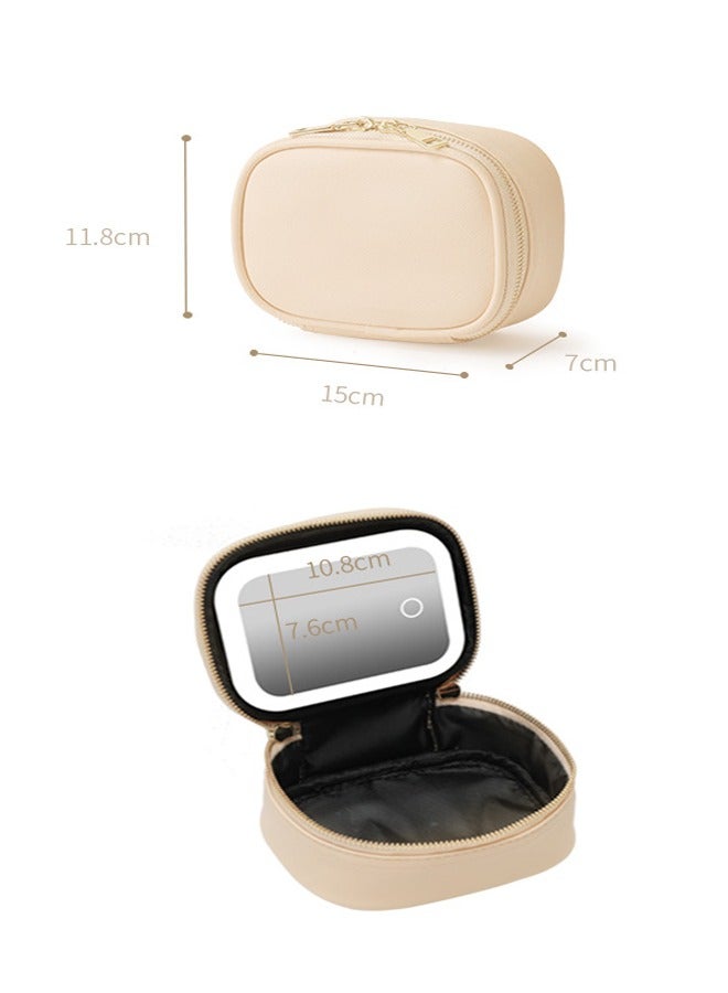 عام حقيبة مستحضرات التجميل مع إضاءة LED، شريط إضاءة صغير ومحمول، مرآة، حقيبة قابلية لإعادة الشحن ومحمولة للسفر وتخزين مستحضرات التجميل - Image 4