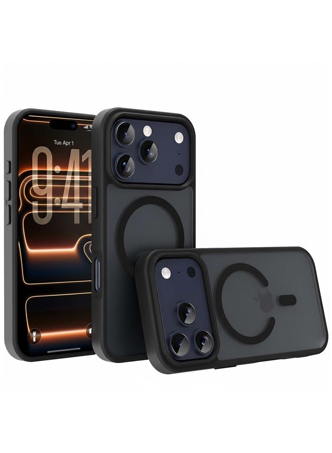 ريتي غطاء ايفون 17 برو ماكس المغناطيسي – أسود مطفي مقاوم للصدمات، نحيف، قبضة مريحة مقاومة للانزلاق، متوافق مع MagSafe، حماية من الصدمات والكاميرا والشاشة، غطاء هاتف متين - Image 1