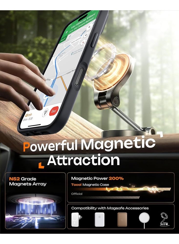 ريتي غطاء ايفون 17 برو ماكس المغناطيسي – أسود مطفي مقاوم للصدمات، نحيف، قبضة مريحة مقاومة للانزلاق، متوافق مع MagSafe، حماية من الصدمات والكاميرا والشاشة، غطاء هاتف متين - Image 2