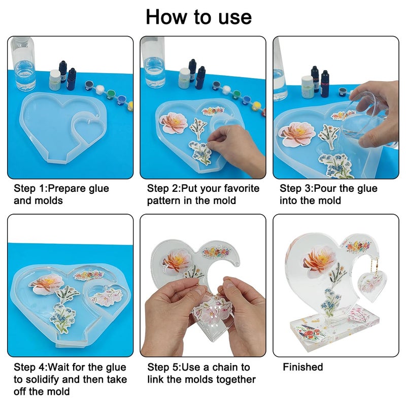 FineGood 2 Set 3D Photo Frame Resin Molds, FineGood Heart Shape Silicone Molds for Resin, DIY Personalised Picture Frame Epoxy Resin Moulds Art Craft for Wedding Home Decor - Image 5