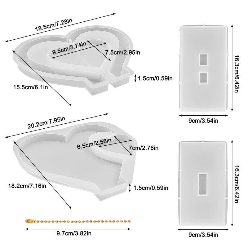 FineGood 2 Set 3D Photo Frame Resin Molds, FineGood Heart Shape Silicone Molds for Resin, DIY Personalised Picture Frame Epoxy Resin Moulds Art Craft for Wedding Home Decor - Image 3