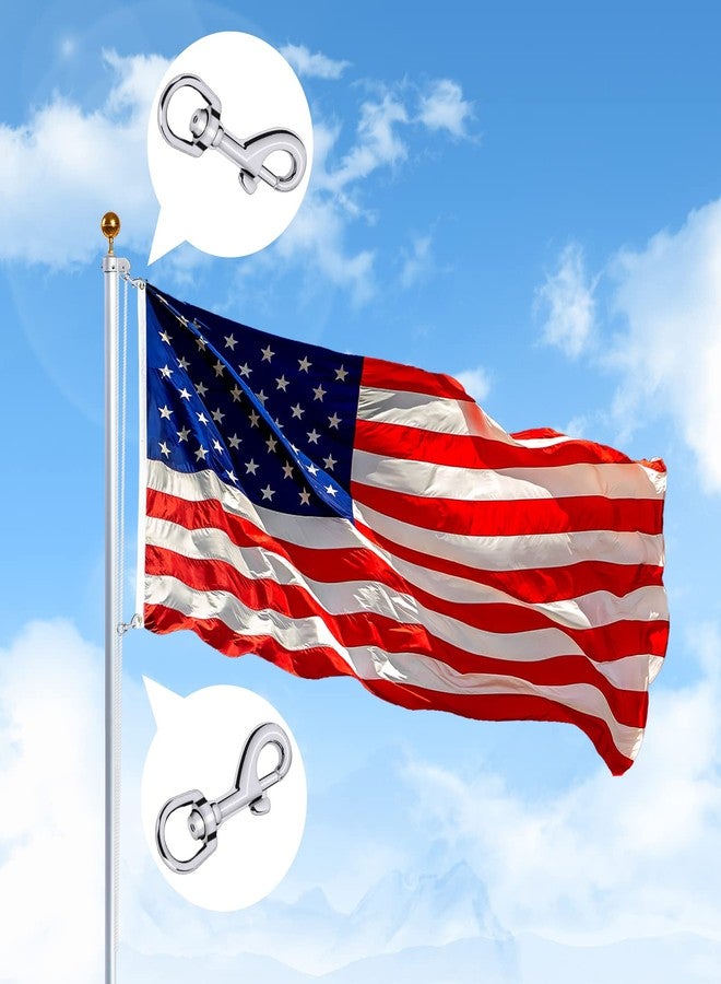 NQ Flag Swivel Snap Clips - Heavy Duty Metal Flag Snaps Hooks with Swivel Eyelet for Max 5/16" Diameter Flagpole Rope, Flag Pole Hardware, Clips for Flag, Pet Leash, Leather Craft (Silver, Pack of 2) - Image 2