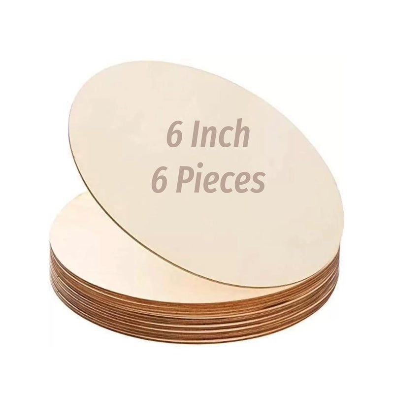 MDF Board Estella 6 Inch MDF Board for Art and Craft 6 Pieces Round MDF Cutout Coasters Resin Lippan Mandala Painting Wall Hanging Clock Making Decoration 6 Pieces 35 mm Thickness
