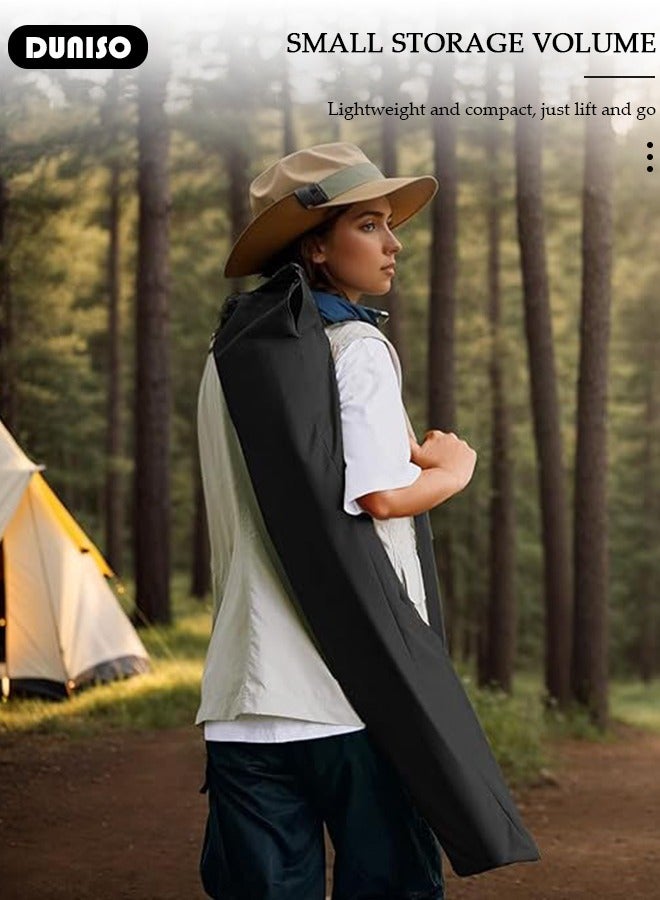 DUNISO كرسي تخييم قابل للطي بظهر مرتفع، كرسي شاطئ خفيف الوزن مع جيب للهاتف، كرسي استرخاء خارجي مع حقيبة حمل، كرسي قابل للطي للتخييم، كرسي ترفيهي للسفر، المشي، الصيد، الشاطئ - Image 5