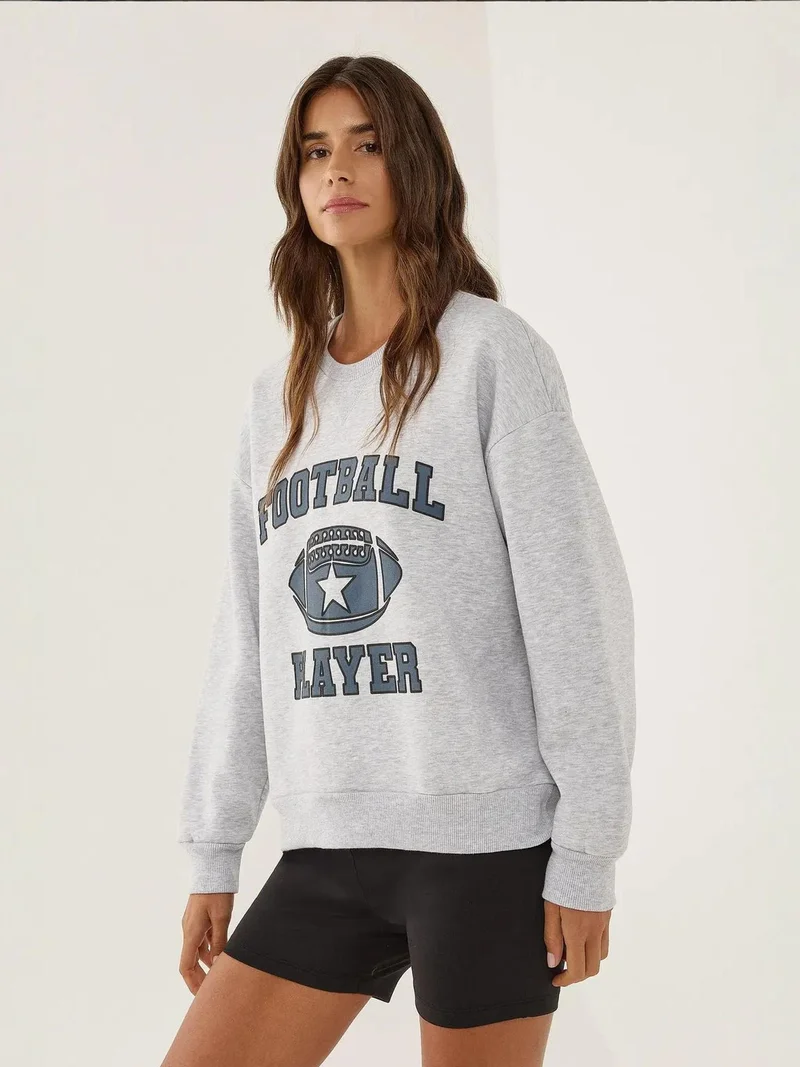 HICCUP Printed Crew Neck Sweatshirt