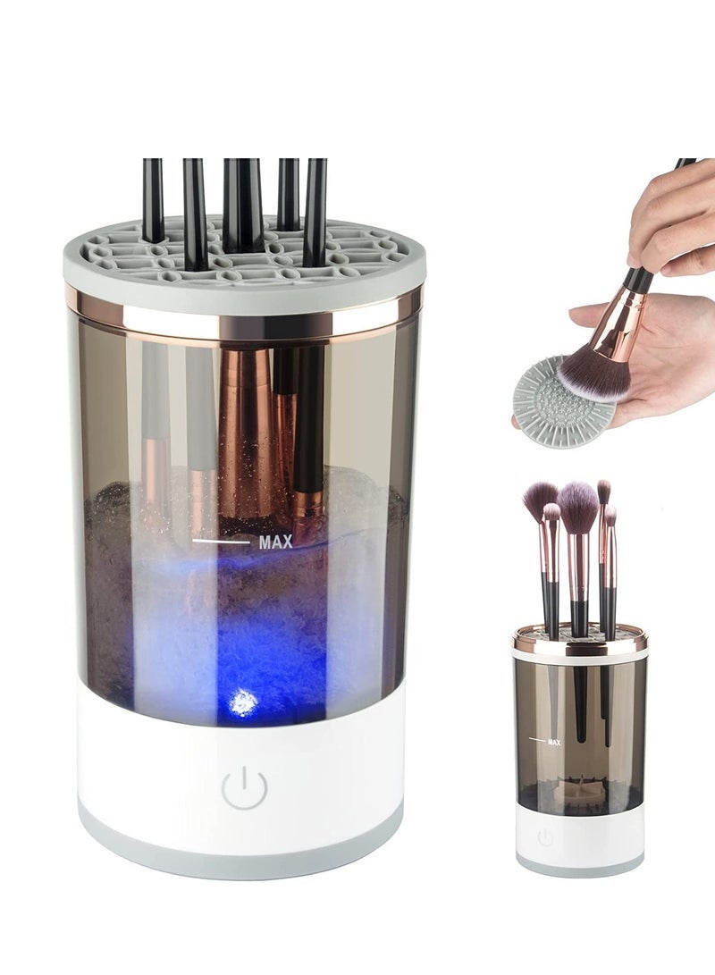 Captaintech Electric Makeup Brush Cleaner, Makeup Brush Cleaner Machine with Brush Clean Mat, Automatic Cosmetic Brush Cleaner Makeup Brush Tools for All Size Beauty Makeup Brushes Set - Image 1