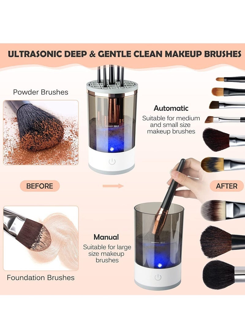 Captaintech Electric Makeup Brush Cleaner, Makeup Brush Cleaner Machine with Brush Clean Mat, Automatic Cosmetic Brush Cleaner Makeup Brush Tools for All Size Beauty Makeup Brushes Set - Image 2