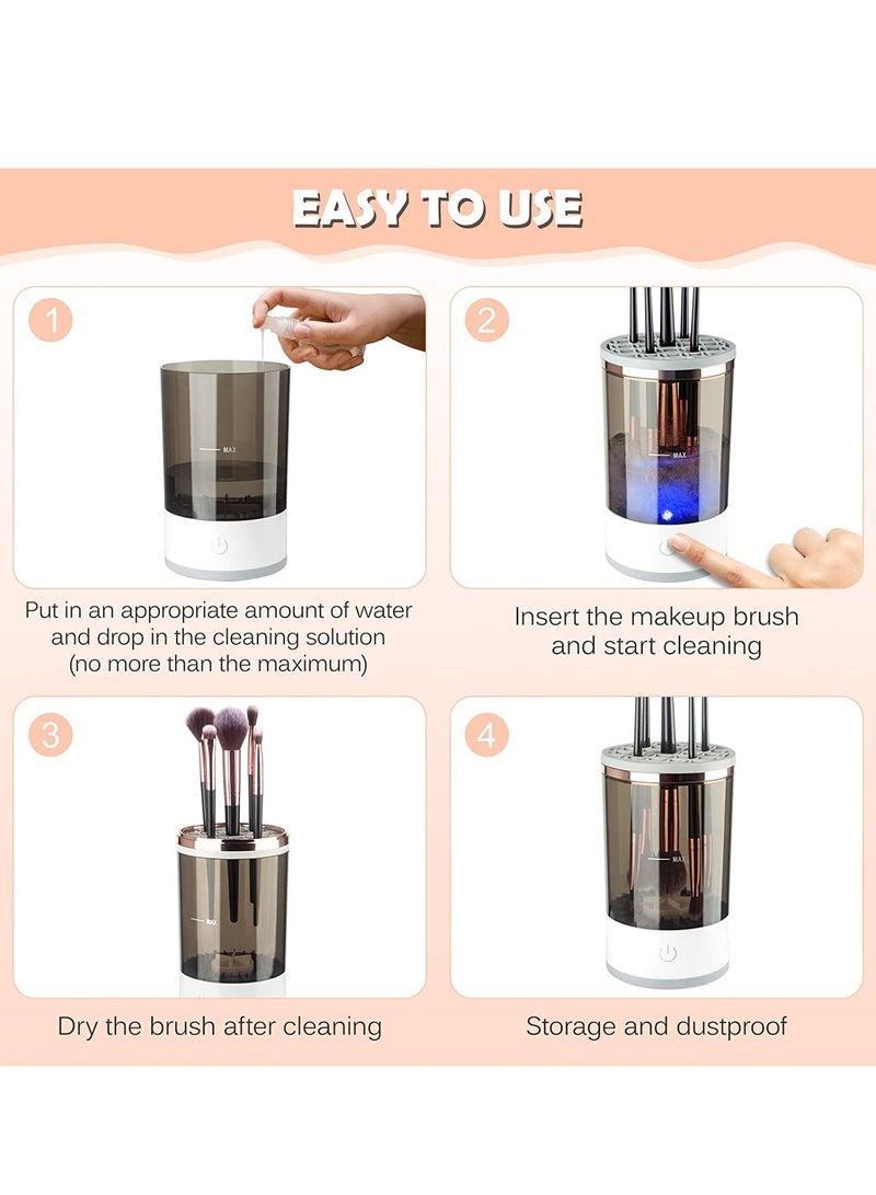Captaintech Electric Makeup Brush Cleaner, Makeup Brush Cleaner Machine with Brush Clean Mat, Automatic Cosmetic Brush Cleaner Makeup Brush Tools for All Size Beauty Makeup Brushes Set - Image 3