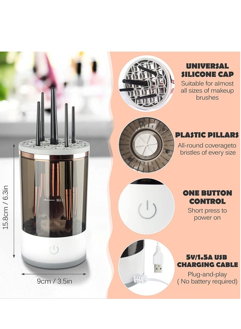 Captaintech Electric Makeup Brush Cleaner, Makeup Brush Cleaner Machine with Brush Clean Mat, Automatic Cosmetic Brush Cleaner Makeup Brush Tools for All Size Beauty Makeup Brushes Set - Image 5