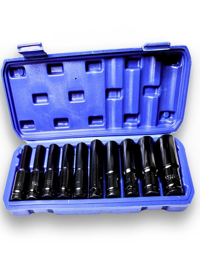 ZIODIC 1/2-Inch Deep Impact Socket Set, 10 Pieces, 6-Point Standard Metric Sizes 10mm to 24mm, CR-V Steel, 78mm Long - Image 1