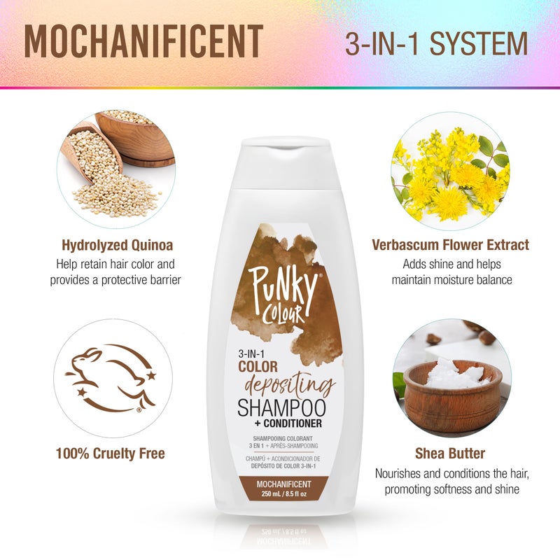 Punky بلسم وشامبو ملون 3 في 1 من بانكي كولور - موشانيفيك، بلسم لون شعر شبه دائم، خالي من الكبريت، 8.5 أونصة سائلة. - Image 2