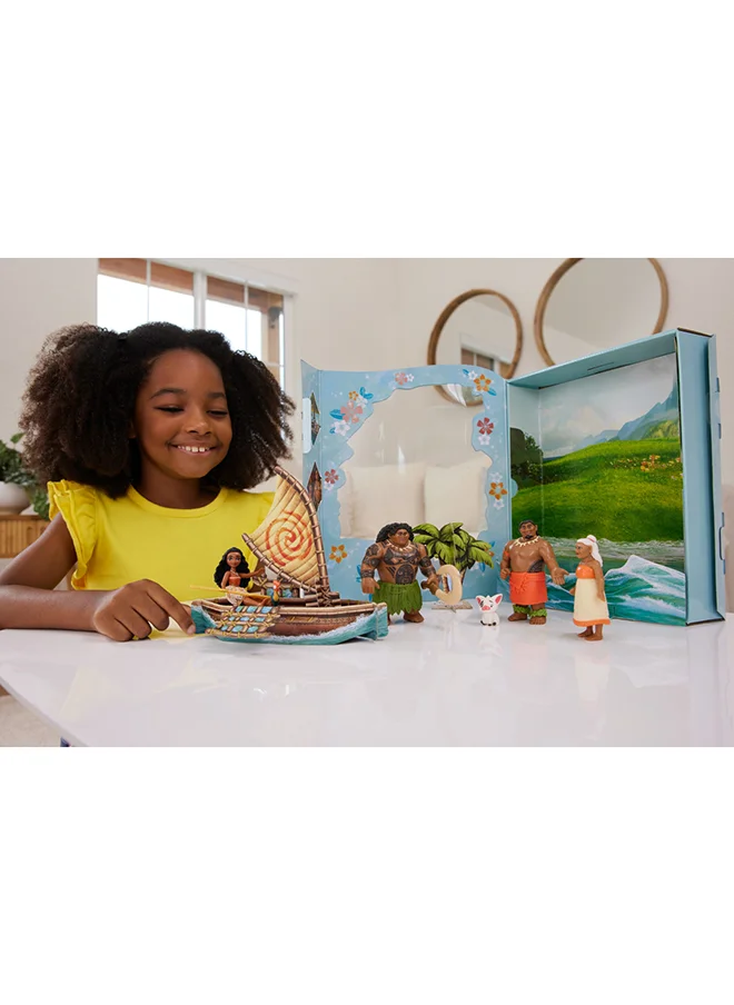 ديزني Princess Toys, Moana Small Doll Story Pack with Moana Doll, 5 Character Figures & 1 Accessory, Inspired by the Movie