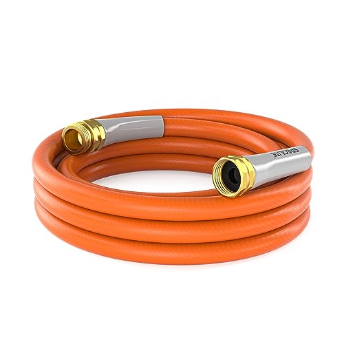 SPECILITE Garden Water Hose 10 ft x 58 in Heavy Duty Leader Pipe Extension Flexible Lightweight KinklessHybrid Rubber with 34 Brass Fittings Orange - Image 1