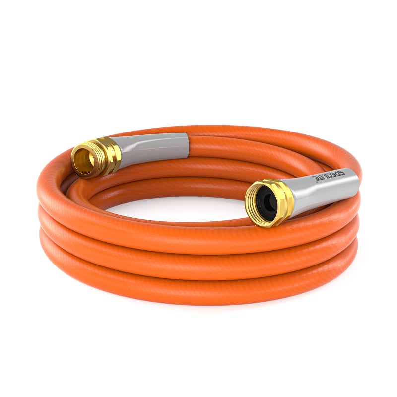 SPECILITE Garden Water Hose 10 ft x 58 in Heavy Duty Leader Pipe Extension Flexible Lightweight KinklessHybrid Rubber with 34 Brass Fittings Orange - Image 2
