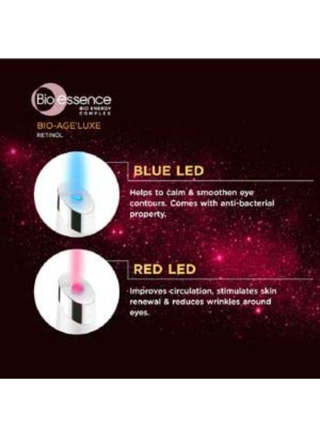 Bio Essence Bio-Essence Bio-Ageluxe Under Eye Serum + Led Applicator Free With Retinoid A | Retinol ++ | Reduces Eye Bags And Under Eye Dark Circles For Women | 3 Min Eye Therapy | Deep Hydration - Image 2
