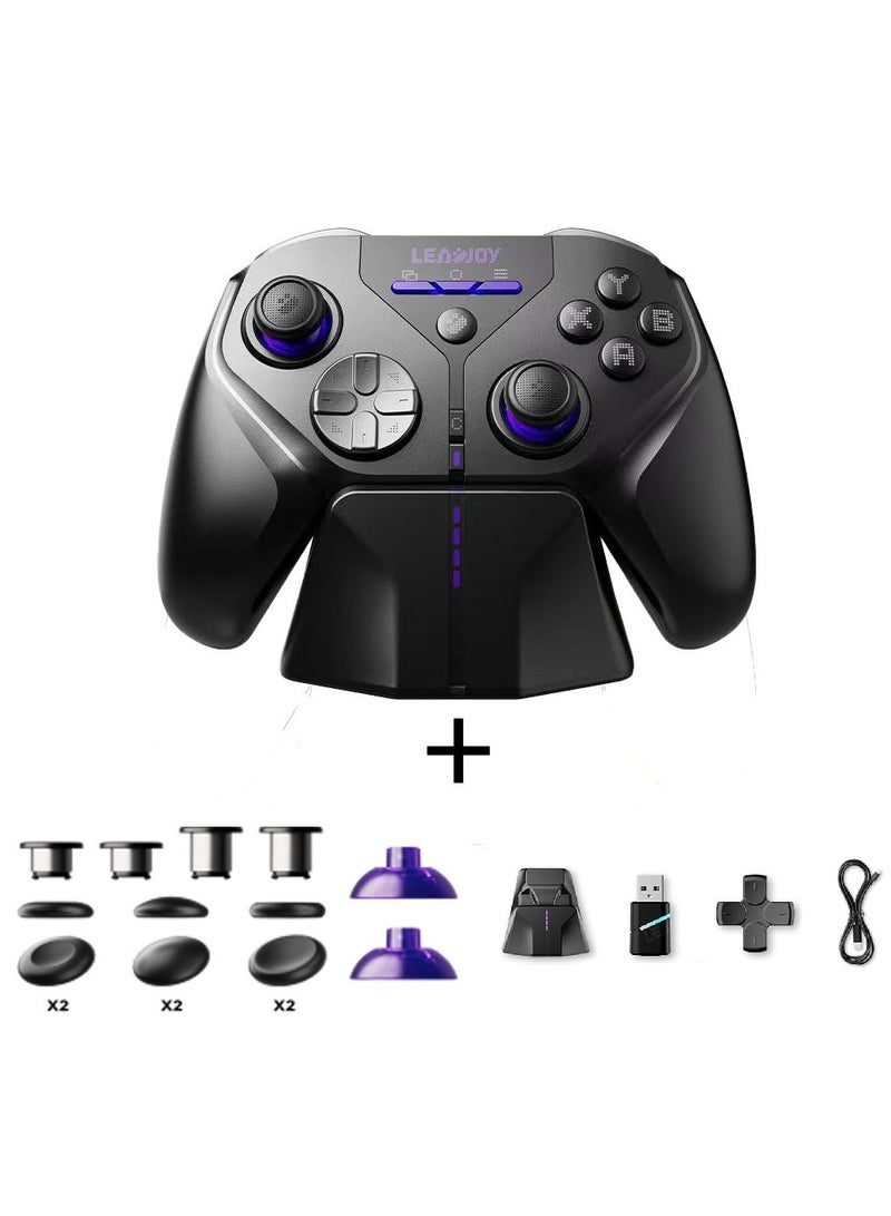 LEADJOY Professional Gamepad Leadjoy Xeno Plus Wireless Game Controller + Joystick Caps and Motion Caps Set #2 for Nintendo Switch/Switch 2, PC, Android & iOS with TMR Joysticks, Hall Effect & Tactile Dual Triggers, 6-Axis Gyro, 4 Back Paddles, 1000Hz Polling Rate, 1000mAh Battery, Smart Start-Stop Charging Dock - Image 1