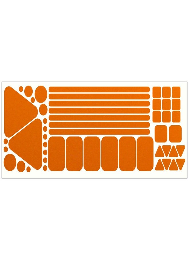 LiteMark Orange 3M Reflective Bike & Helmet Stickers, 51 Sticker Pack - Circle, Line, Square, and Tringle Shapes - Image 1