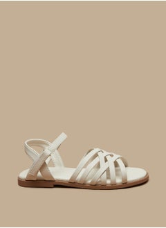 Girls Flora Bella Solid Strap Sandals with Hook and Loop Closure