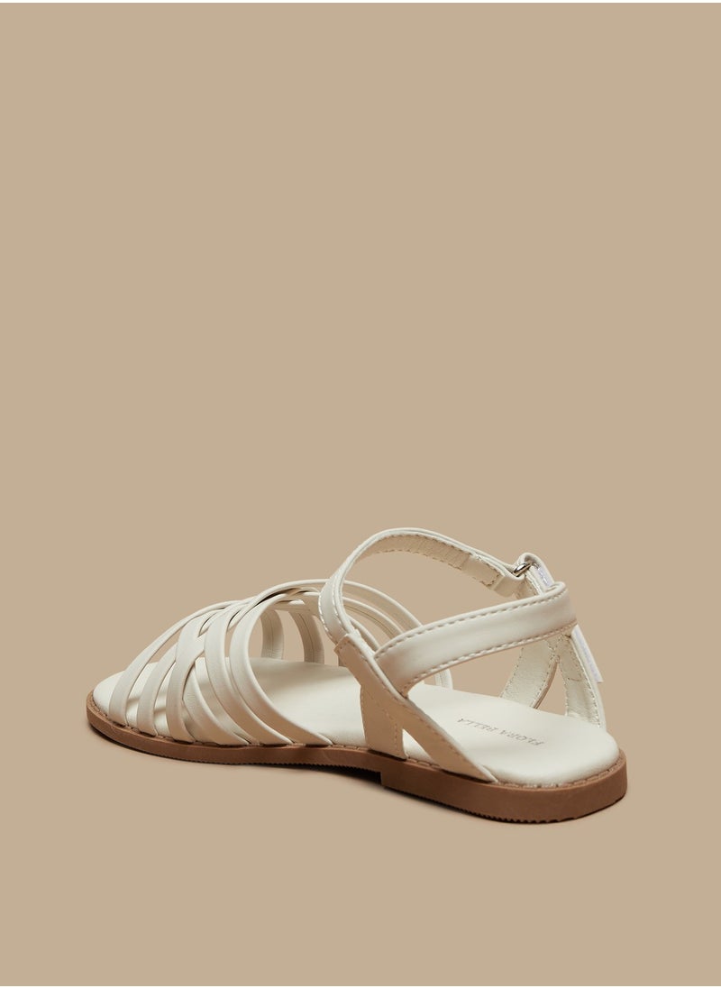 Flora Bella By Shoexpress - Girls Flora Bella Solid Strap Sandals with Hook and Loop Closure - Image 1