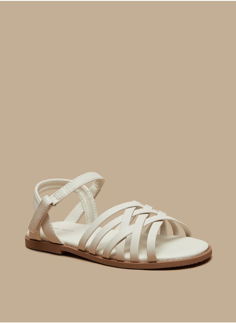 Flora Bella By Shoexpress - Girls Flora Bella Solid Strap Sandals with Hook and Loop Closure - Image 1