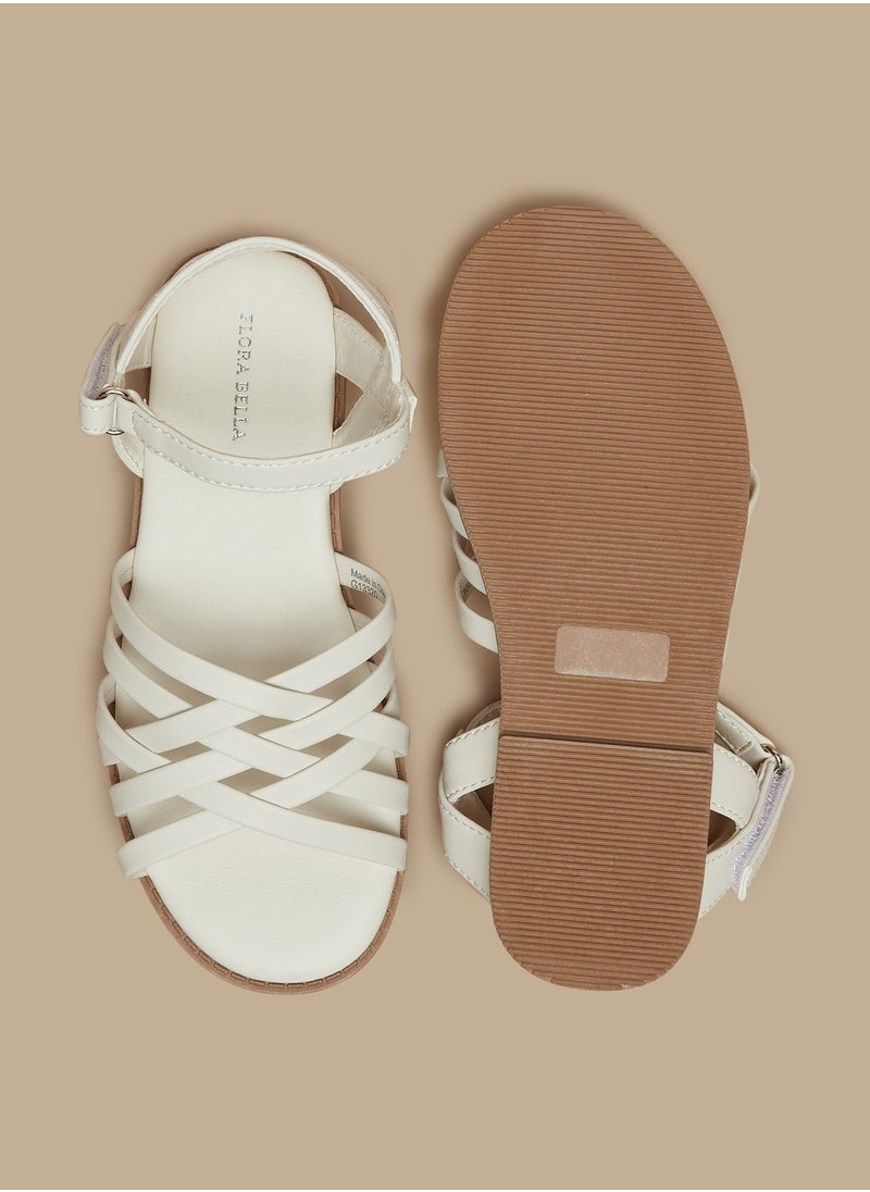 Flora Bella By Shoexpress - Girls Flora Bella Solid Strap Sandals with Hook and Loop Closure - Image 1