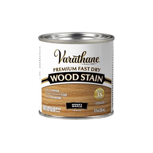 VARATHANE راست-أوليوم فاراثان 313610 صبغة خشب سريعة الجفاف فاخرة، عسل مابل، (نصف باينت/236مل) - Image 1
