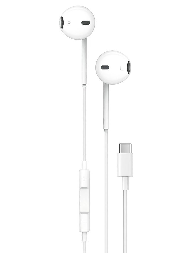 SOUNDTEC سماعات أذن محمولة مع موصل Type-C، ميكروفون وتحكم في المكالمات، طول الكابل 1.2م، بورودو ساوندتيك - أبيض - Image 1