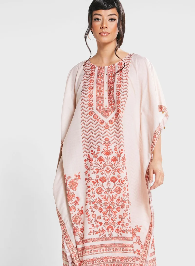 Biba Printed Kimono Kurti & Pants Set