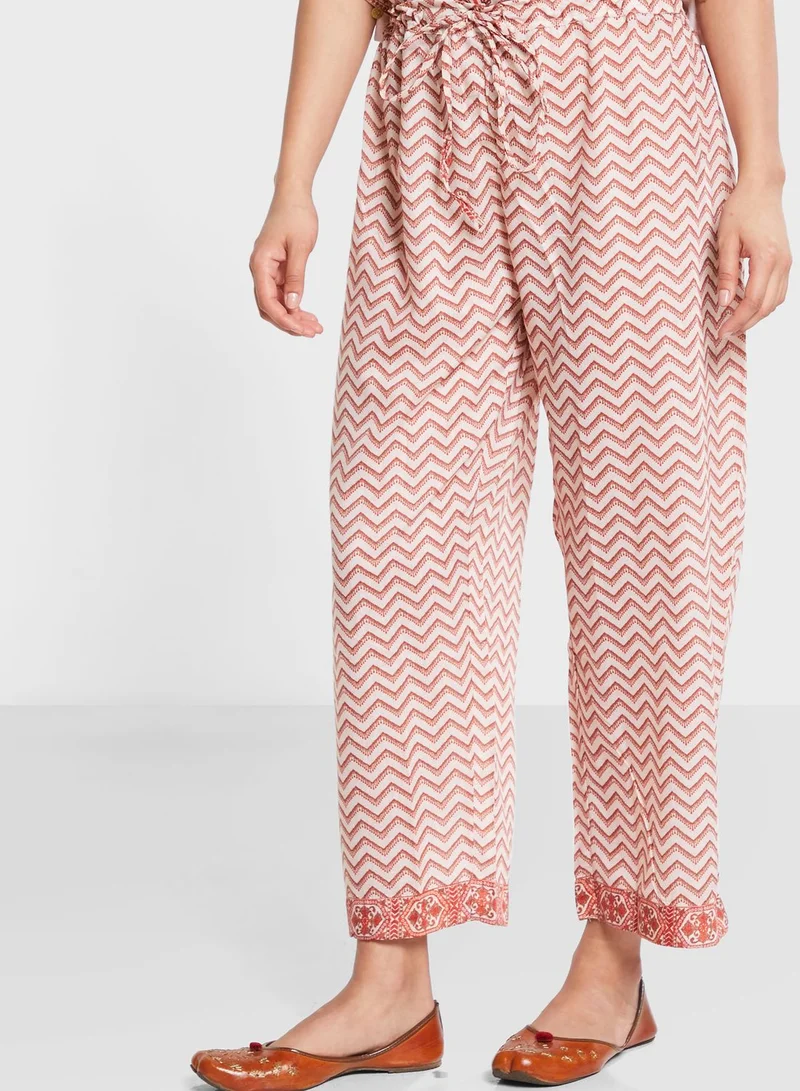 Biba Printed Kimono Kurti & Pants Set