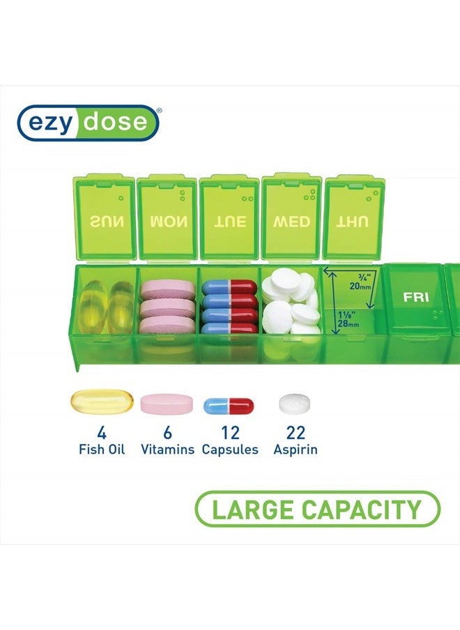 Ezy Dose Ezy Dose Weekly (7-Day) Pill Organizer, Vitamin Planner, And Medicine Box, Large Compartments, Green, Made in the USA  - Image 3