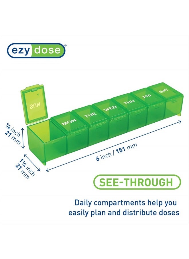 Ezy Dose Ezy Dose Weekly (7-Day) Pill Organizer, Vitamin Planner, And Medicine Box, Large Compartments, Green, Made in the USA  - Image 4
