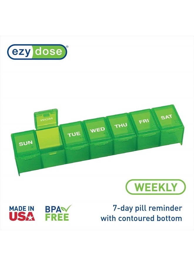 Ezy Dose Ezy Dose Weekly (7-Day) Pill Organizer, Vitamin Planner, And Medicine Box, Large Compartments, Green, Made in the USA  - Image 2