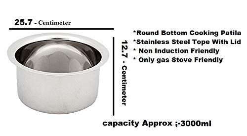 Bartan Star طقم باتيلا من ستانلس ستيل بارطان ستار مع غطاء (3 لتر، 4 لتر و5 لتر) - Image 5