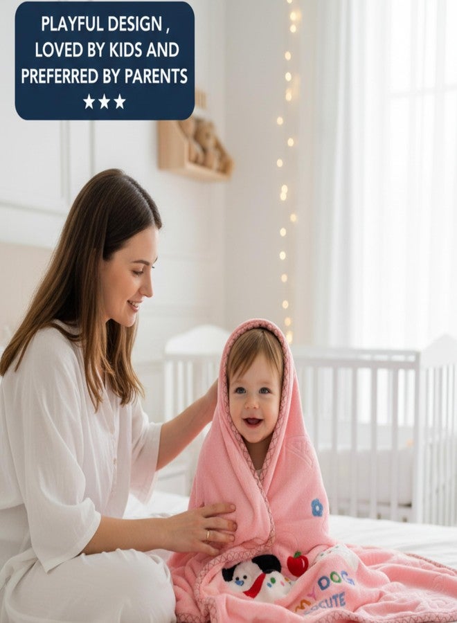 PAX PARROT بطانية أطفال فائقة النعومة من باكس باروت، بطانية دافئة وخفيفة الوزن للأطفال حديثي الولادة والأطفال | بطانية مريحة، لطيفة على البشرة، تسمح بمرور الهواء، مزينة بطبعة حيوانات لطيفة (كلب وردي) - Image 3