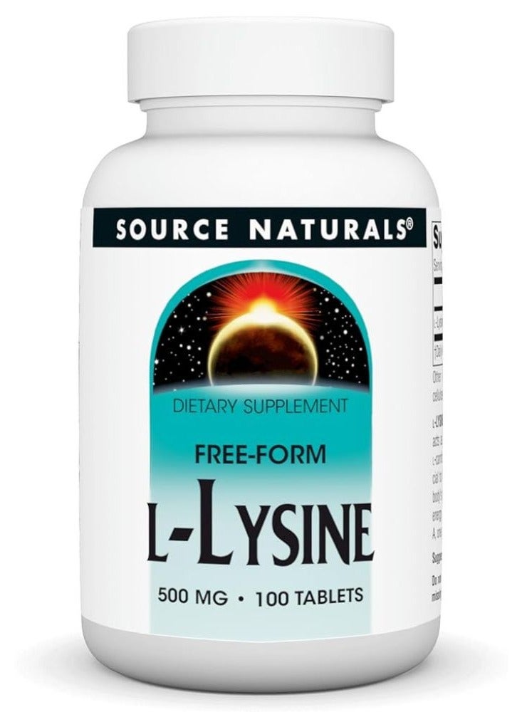 Source Naturals L-Lysine Dietary Supplement, 100 Tablets, Essential Amino Acid for Collagen Support, Fat Metabolism & Energy Production 