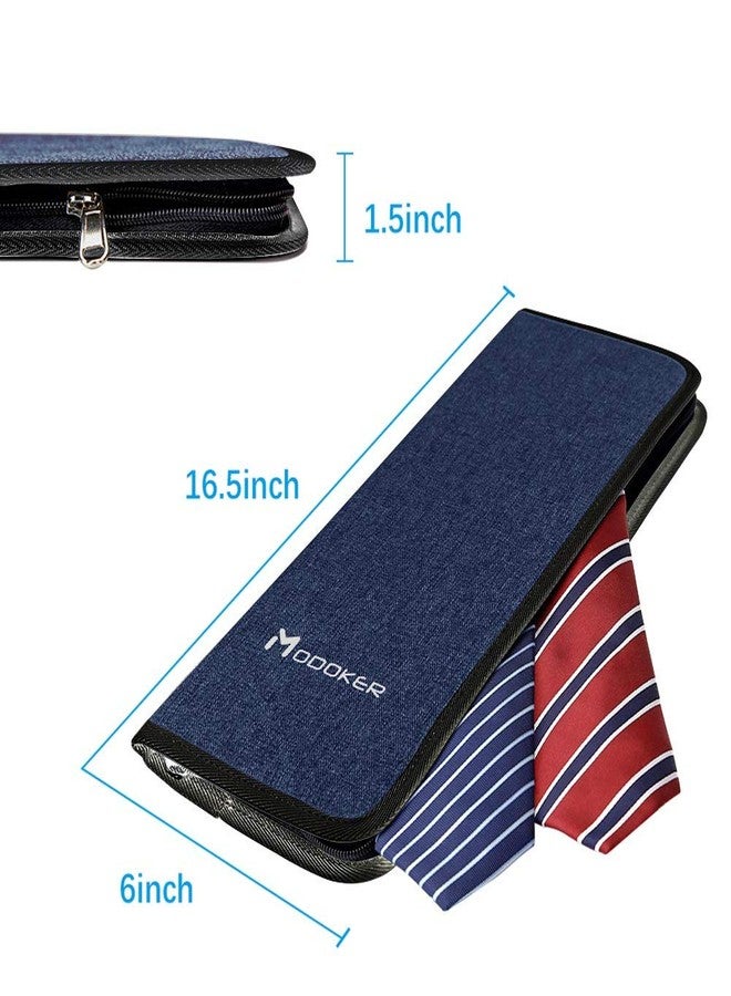 Modoker Mens Gift Tie Case for Travel Necktie Carrier Organizer Bag Storage Cufflinks and Suit Accessories,Blue - Image 3