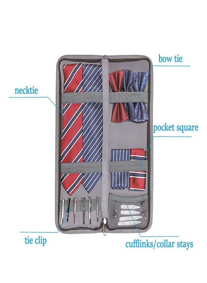 Modoker Mens Gift Tie Case for Travel Necktie Carrier Organizer Bag Storage Cufflinks and Suit Accessories,Blue - Image 4