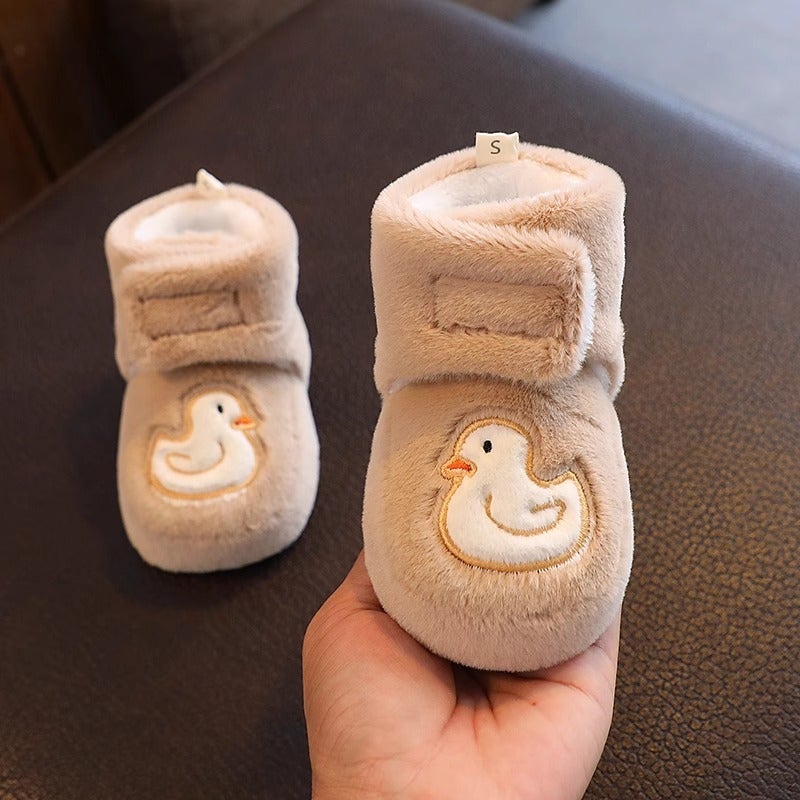 Qi Ta Baby Cotton Boots for 0-12 Months, Soft Sole First-Walk Shoes, Winter Warm Fleece-Lined, Anti-Slip, Unisex - Image 1
