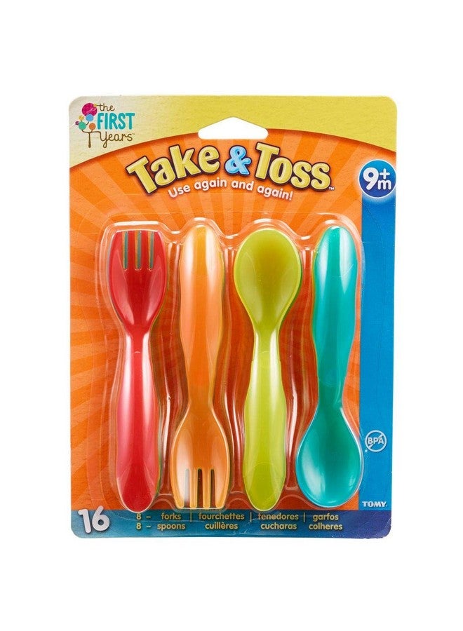 TOMY The First Years Take & Toss Flatware for Kids, 16 Pieces, Multicolor - Image 2