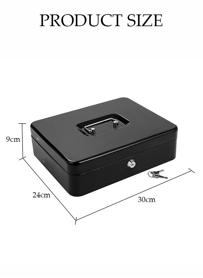 DUNISO Cash Box with Key Lock，Money Box with Money Tray and 5 Compartments, Children's Deposit Box, Convenience Store Safe，Spring Loaded，Lock Safe Box for Office Small Business,Black  - Image 2