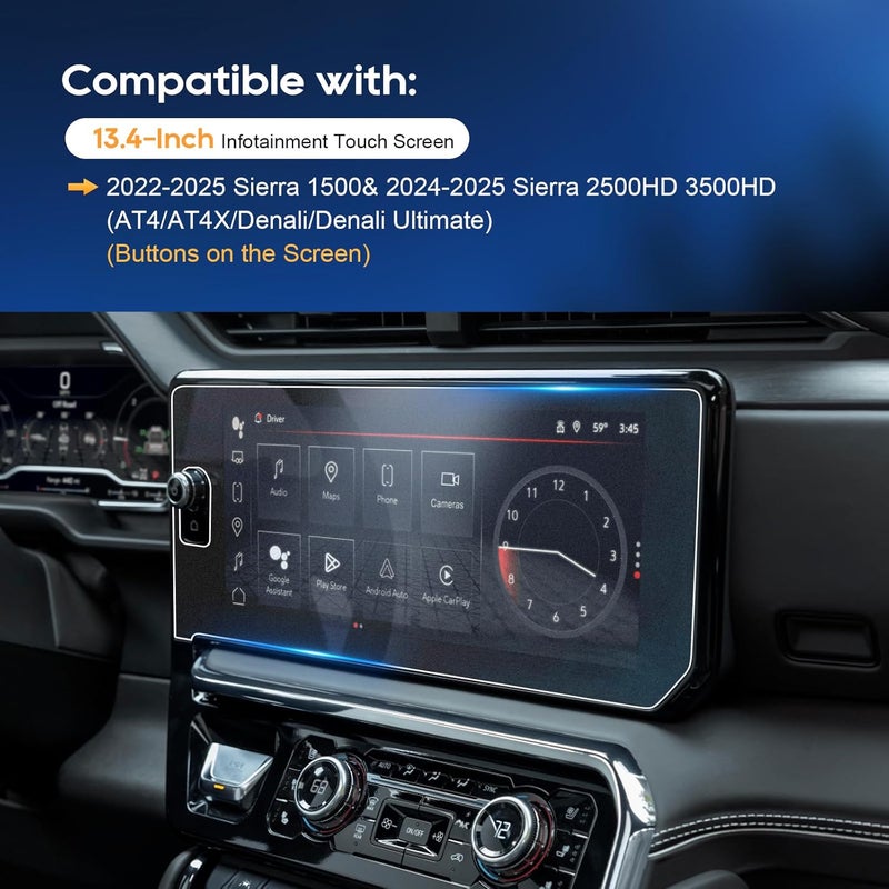LFOTPP For 2026 GMC Sierra Screen Protector 2022-2025 Sierra 1500u0026 2024-2026 Sierra 2500HD 3500HD(AT4/AT4X/Denali/Denali Ultimate) (Buttons on the Screen) 13.4 Inch Navi Touchscreen 【Matte Glass】 Anti-Glare - Image 2